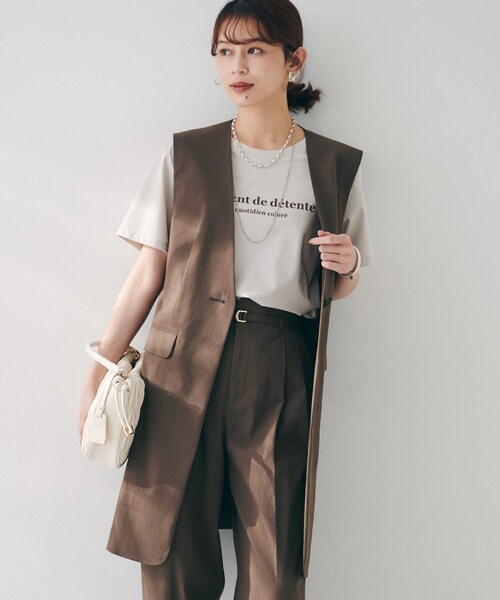 UNTITLED（アンタイトル）の「【セットアップ可能／オンオフ】ラミー混カラーレスジレ（ベスト・レディース・ブラウン系その他/オリーブ/ライトベージュ/オフホワイト・02/04/44/48/00）」の11枚目の写真