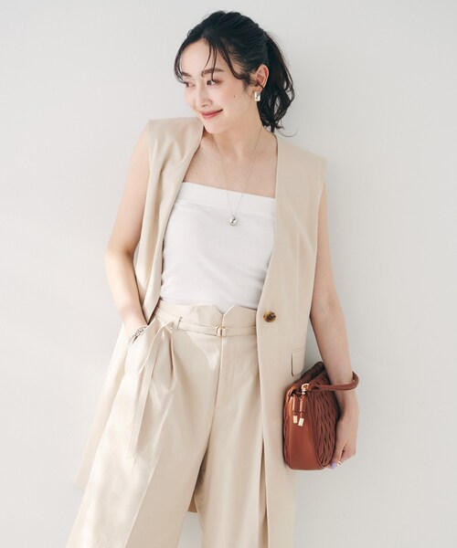 UNTITLED（アンタイトル）の「【セットアップ可能／オンオフ】ラミー混カラーレスジレ（ベスト・レディース・ブラウン系その他/オリーブ/ライトベージュ/オフホワイト・02/04/44/48/00）」の16枚目の写真