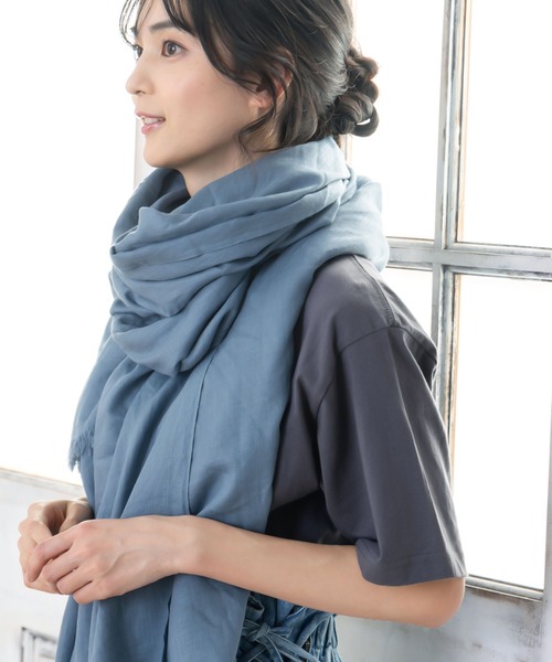 QUEENHEAD（クイーンヘッド）の「ガーゼストール（ストール/ショール・レディース・ベージュ系その他/ブルー系その他/クリーム/ブラック/アッシュグレー/チャコールグレー・FREE）」の6枚目の写真