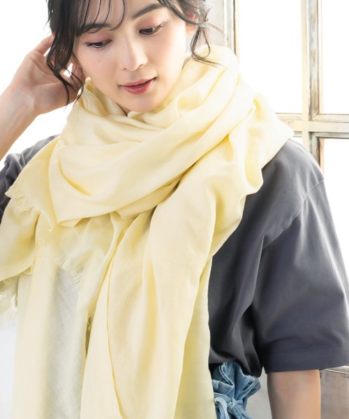 QUEENHEAD（クイーンヘッド）の「ガーゼストール（ストール/ショール・レディース・ベージュ系その他/ブルー系その他/クリーム/ブラック/アッシュグレー/チャコールグレー・FREE）」の4枚目の写真