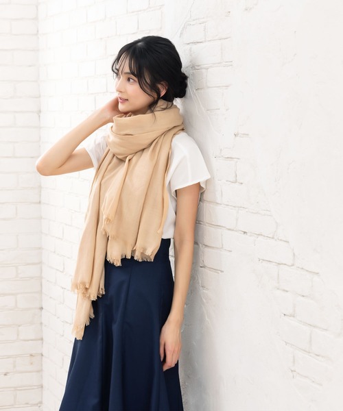 QUEENHEAD（クイーンヘッド）の「ガーゼストール（ストール/ショール・レディース・ベージュ系その他/ブルー系その他/クリーム/ブラック/アッシュグレー/チャコールグレー・FREE）」の7枚目の写真
