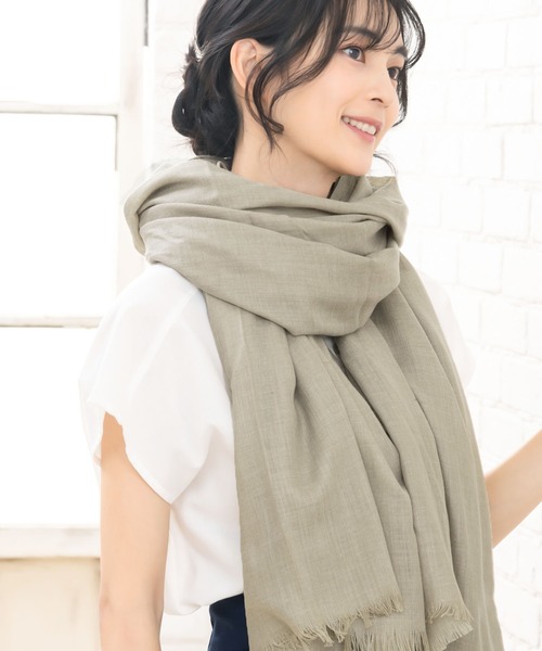 QUEENHEAD（クイーンヘッド）の「ガーゼストール（ストール/ショール・レディース・ベージュ系その他/ブルー系その他/クリーム/ブラック/アッシュグレー/チャコールグレー・FREE）」の10枚目の写真