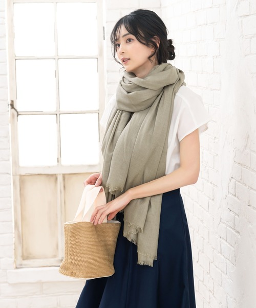 QUEENHEAD（クイーンヘッド）の「ガーゼストール（ストール/ショール・レディース・ベージュ系その他/ブルー系その他/クリーム/ブラック/アッシュグレー/チャコールグレー・FREE）」の11枚目の写真