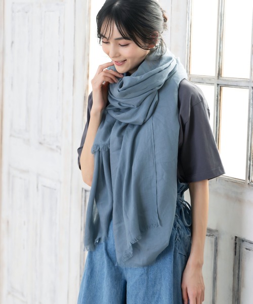 QUEENHEAD（クイーンヘッド）の「ガーゼストール（ストール/ショール・レディース・ベージュ系その他/ブルー系その他/クリーム/ブラック/アッシュグレー/チャコールグレー・FREE）」の12枚目の写真