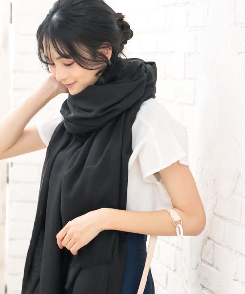 QUEENHEAD（クイーンヘッド）の「ガーゼストール（ストール/ショール・レディース・ベージュ系その他/ブルー系その他/クリーム/ブラック/アッシュグレー/チャコールグレー・FREE）」の13枚目の写真