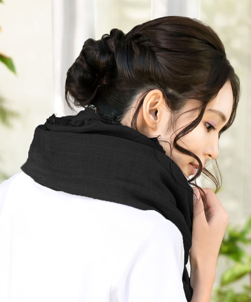 QUEENHEAD（クイーンヘッド）の「ガーゼストール（ストール/ショール・レディース・ベージュ系その他/ブルー系その他/クリーム/ブラック/アッシュグレー/チャコールグレー・FREE）」の14枚目の写真