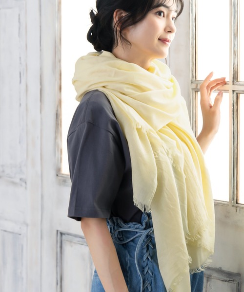 QUEENHEAD（クイーンヘッド）の「ガーゼストール（ストール/ショール・レディース・ベージュ系その他/ブルー系その他/クリーム/ブラック/アッシュグレー/チャコールグレー・FREE）」の17枚目の写真