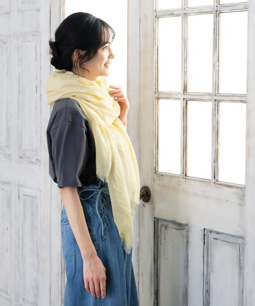 QUEENHEAD（クイーンヘッド）の「ガーゼストール（ストール/ショール・レディース・ベージュ系その他/ブルー系その他/クリーム/ブラック/アッシュグレー/チャコールグレー・FREE）」の18枚目の写真