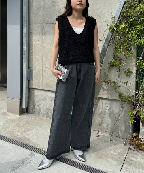 CIAOPANIC TYPY（チャオパニックティピー）の「ループフリンジクロップド丈ベスト（ベスト・レディース・ブラック/オフホワイト/グレー/レッド・ONE SIZE）」の20枚目の写真