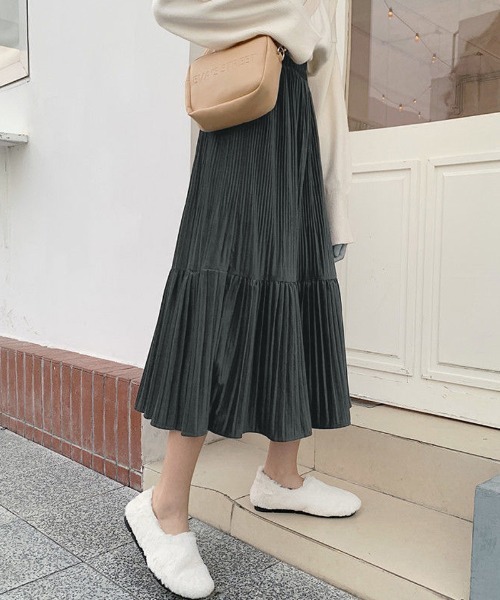 shoppinggo(ショッピングゴー)の「プリーツスカートロング黒 無地スカート(スカート・レディース・ブラウン/ベージュ/グレー/ブラック/オリーブ・FREE)」の13枚目の写真