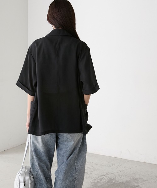 【shorさま専用】【新品・未使用】ハーフスリーブトップ 0624【ブラック】 notch.（ファッション） ジャケット テーラードジャケット