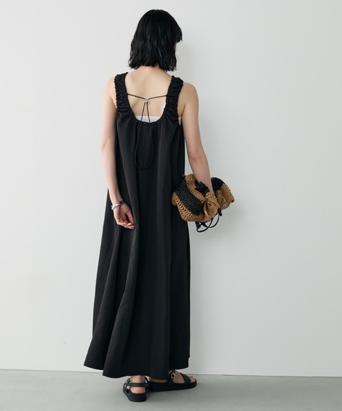 [Avandress] shell wrinkle long onepiece★韓国の人気 バックオープンフレアマキシワンピース（ワンピース）｜Shelly