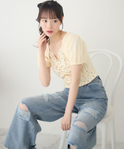 ems excite（エムズエキサイト）の「ダメージデニムPT（その他パンツ・レディース・ブルー系その他/ライトグレー/ライトブルー・FREE）」の4枚目の写真