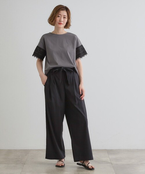 grove（グローブ）の「◆【洗える/二の腕カバー】上品なレースで叶える、きちんと見えの夏Tシャツ（Tシャツ/カットソー・レディース・ダークグレー/オレンジ系/ブラック/オフホワイト・02/03/01/04/05）」の11枚目の写真