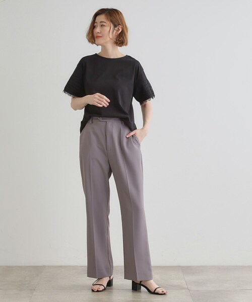 grove（グローブ）の「◆【洗える/二の腕カバー】上品なレースで叶える、きちんと見えの夏Tシャツ（Tシャツ/カットソー・レディース・ダークグレー/オレンジ系/ブラック/オフホワイト・02/03/01/04/05）」の15枚目の写真