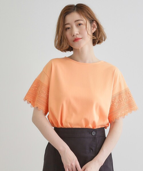 grove（グローブ）の「◆【洗える/二の腕カバー】上品なレースで叶える、きちんと見えの夏Tシャツ（Tシャツ/カットソー・レディース・ダークグレー/オレンジ系/ブラック/オフホワイト・02/03/01/04/05）」の17枚目の写真