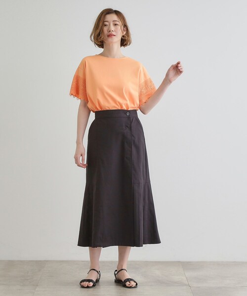 grove（グローブ）の「◆【洗える/二の腕カバー】上品なレースで叶える、きちんと見えの夏Tシャツ（Tシャツ/カットソー・レディース・ダークグレー/オレンジ系/ブラック/オフホワイト・02/03/01/04/05）」の19枚目の写真