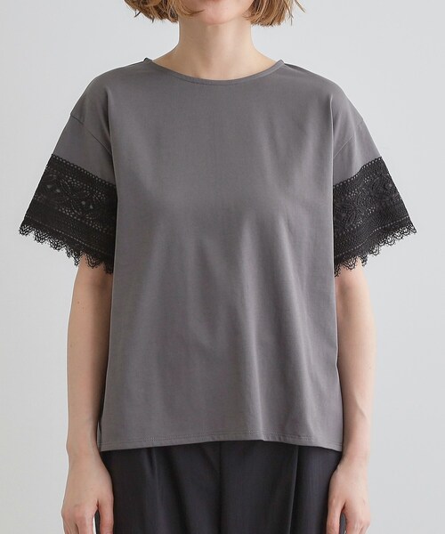 grove（グローブ）の「◆【洗える/二の腕カバー】上品なレースで叶える、きちんと見えの夏Tシャツ（Tシャツ/カットソー・レディース・ダークグレー/オレンジ系/ブラック/オフホワイト・02/03/01/04/05）」の21枚目の写真