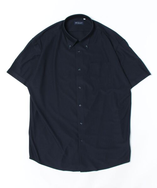 TOKYO SHIRTS(トウキョウシャツ)の「形態安定ノンアイロン ボタンダウン 半袖ストレッチビジネスワイシャツ(ビジネスシャツ・メンズ・ネイビー・首回り45cm/首回り47cm)」の6枚目の写真