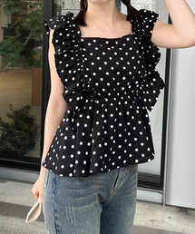 continuer de NICE CLAUP | 【前後2WAY/ドット柄】シャーリングドット柄ブラウス(シャツ/ブラウス)