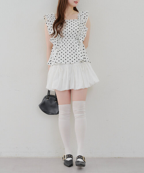 continuer de NICE CLAUP（コンティニューデナイスクラップ）の「【前後2WAY/ドット柄】シャーリングドット柄ブラウス（シャツ/ブラウス・レディース・ブラック/オフホワイト・FREE）」の17枚目の写真