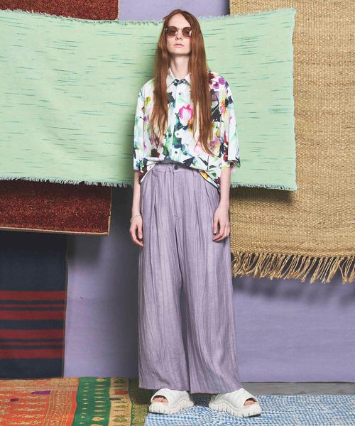 UNISEX》Sheer Linen Two-Tuck Wide Pants/シアーリネン