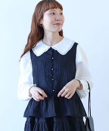 ビュルデサボン Lacextulle フリルベスト bulle de savon（ビュルデサボン）の「Lace×tulle frill ベスト