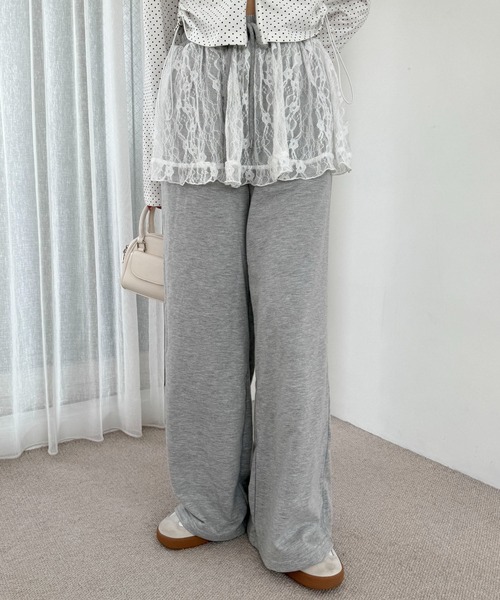 WEGO（ウィゴー）の「WEGO/レースレイヤードスウェットパンツ（スウェットパンツ・レディース・杢グレー・FREE）」の7枚目の写真
