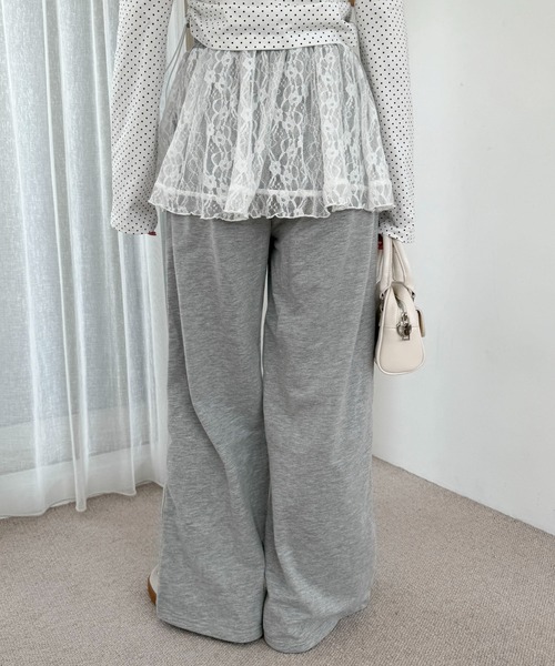 WEGO（ウィゴー）の「WEGO/レースレイヤードスウェットパンツ（スウェットパンツ・レディース・杢グレー・FREE）」の9枚目の写真