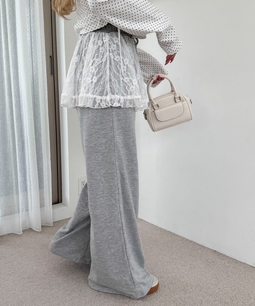 WEGO（ウィゴー）の「WEGO/レースレイヤードスウェットパンツ（スウェットパンツ・レディース・杢グレー・FREE）」の10枚目の写真