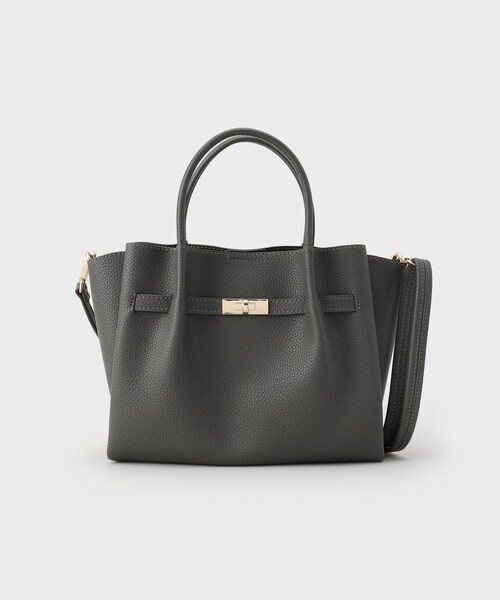 軽量/2WAY/通勤対応】フロントベルトデザインミドルトートバッグ