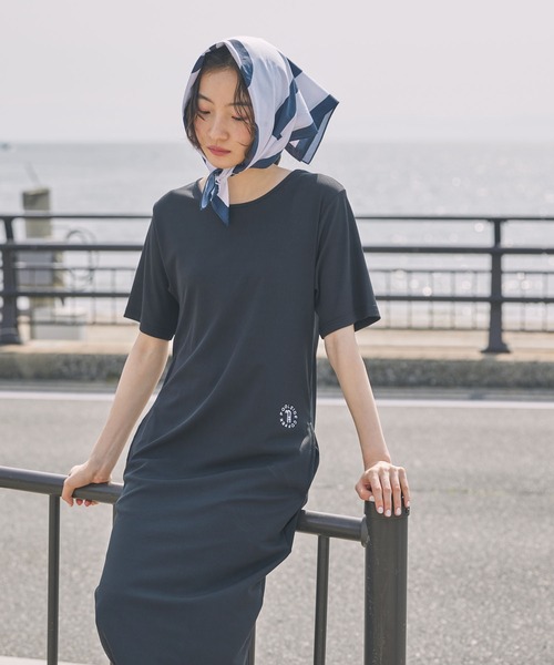 Unblend（アンブレンド）の「【 POOLSIDE COFFEE × Unblend 】ロゴ刺繍 カットリブ ハーフスリーブ ワンピース（ワンピース・レディース・ブラック/ネイビー/ブラウン・FREE）」の16枚目の写真