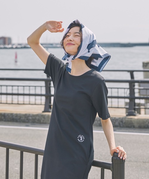Unblend（アンブレンド）の「【 POOLSIDE COFFEE × Unblend 】ロゴ刺繍 カットリブ ハーフスリーブ ワンピース（ワンピース・レディース・ブラック/ネイビー/ブラウン・FREE）」の21枚目の写真