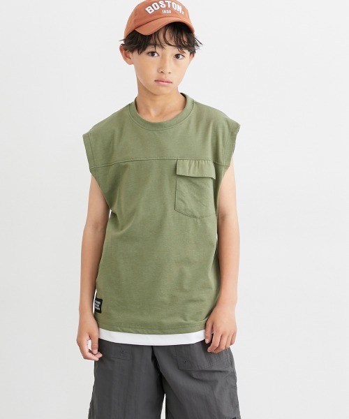 接触冷感 ポケット付きノースリーブTシャツ（男の子・女の子