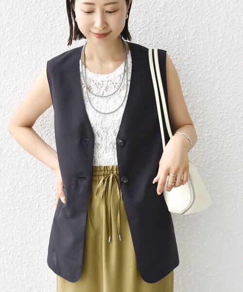 SHIPS(シップス)の「〈防シワ加工〉チノ ウール ボタン ジレ(ベスト・レディース・ブラウン/ブラック・ONE SIZE)」の8枚目の写真