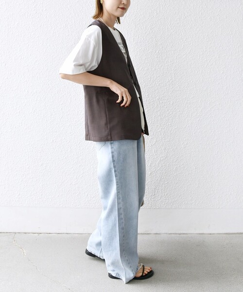 SHIPS(シップス)の「〈防シワ加工〉チノ ウール ボタン ジレ(ベスト・レディース・ブラウン/ブラック・ONE SIZE)」の16枚目の写真