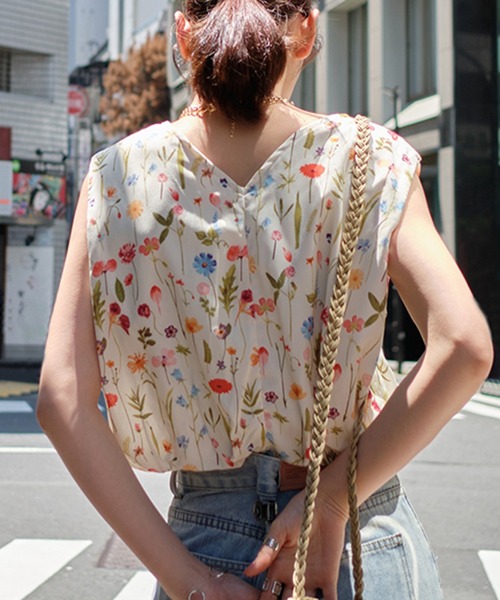 スタイルブロック STYLEBLOCK 2Wayフラワー柄バルーンヘムトップス （アイボリー） 2Wayフラワー柄バルーンヘムトップス（シャツ/ブラウス