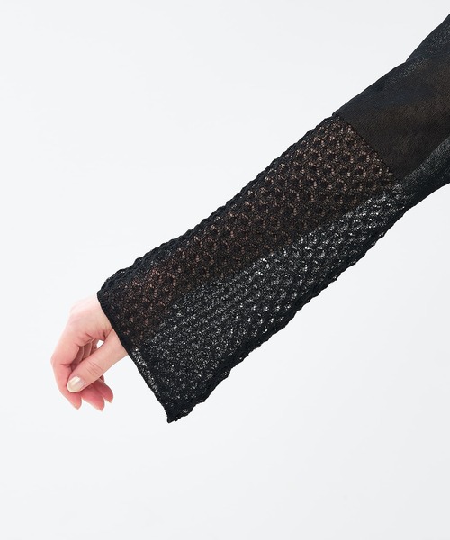 collex（コレックス）の「リネンタッチ透かし柄カーディガン（カーディガン/ボレロ・レディース・グリーン/アイボリー/ブラック・フリー）」の7枚目の写真