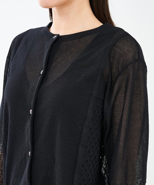 セール】リネンタッチ透かし柄カーディガン（カーディガン/ボレロ