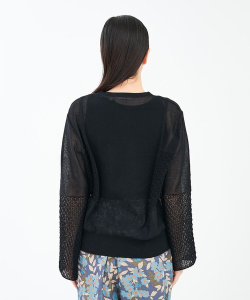 collex（コレックス）の「リネンタッチ透かし柄カーディガン（カーディガン/ボレロ・レディース・グリーン/アイボリー/ブラック・フリー）」の12枚目の写真