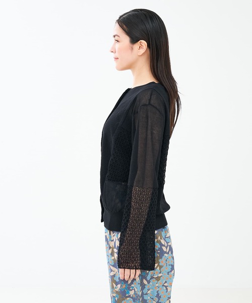 collex（コレックス）の「リネンタッチ透かし柄カーディガン（カーディガン/ボレロ・レディース・グリーン/アイボリー/ブラック・フリー）」の13枚目の写真