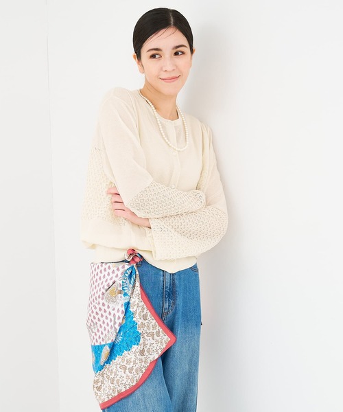 collex（コレックス）の「リネンタッチ透かし柄カーディガン（カーディガン/ボレロ・レディース・グリーン/アイボリー/ブラック・フリー）」の19枚目の写真