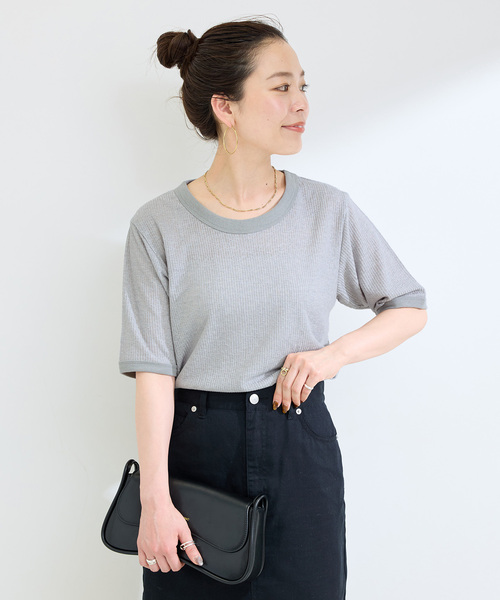 B.C STOCK（ベーセーストック）の「ウォッシャブル / ヘンケイテレコカットソー（Tシャツ/カットソー・レディース・ホワイト/オレンジ/ブラック/グレー・FREE）」の7枚目の写真