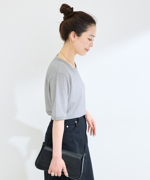 B.C STOCK（ベーセーストック）の「ウォッシャブル / ヘンケイテレコカットソー（Tシャツ/カットソー・レディース・ホワイト/オレンジ/ブラック/グレー・FREE）」の6枚目の写真