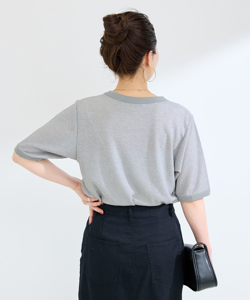 B.C STOCK（ベーセーストック）の「ウォッシャブル / ヘンケイテレコカットソー（Tシャツ/カットソー・レディース・ホワイト/オレンジ/ブラック/グレー・FREE）」の8枚目の写真