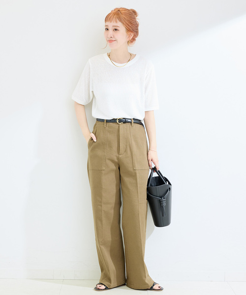 B.C STOCK（ベーセーストック）の「ウォッシャブル / ヘンケイテレコカットソー（Tシャツ/カットソー・レディース・ホワイト/オレンジ/ブラック/グレー・FREE）」の12枚目の写真