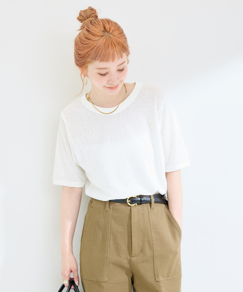 B.C STOCK（ベーセーストック）の「ウォッシャブル / ヘンケイテレコカットソー（Tシャツ/カットソー・レディース・ホワイト/オレンジ/ブラック/グレー・FREE）」の13枚目の写真