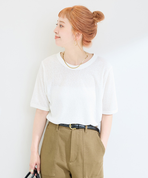 B.C STOCK（ベーセーストック）の「ウォッシャブル / ヘンケイテレコカットソー（Tシャツ/カットソー・レディース・ホワイト/オレンジ/ブラック/グレー・FREE）」の11枚目の写真