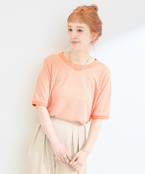 B.C STOCK（ベーセーストック）の「ウォッシャブル / ヘンケイテレコカットソー（Tシャツ/カットソー・レディース・ホワイト/オレンジ/ブラック/グレー・FREE）」の21枚目の写真