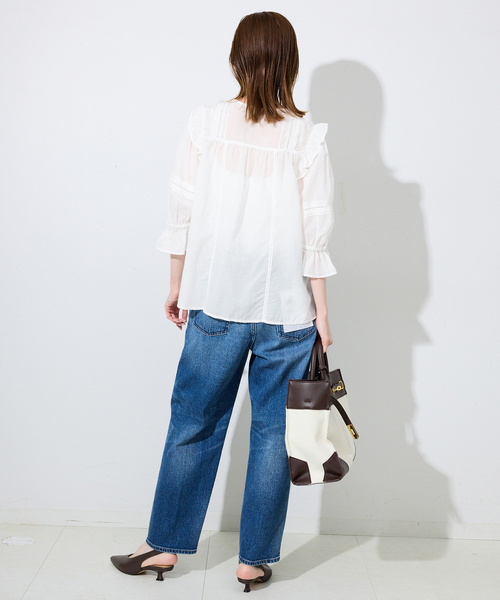 SLOBE IENA(スローブイエナ)の「《WEB限定/追加》コットンレーヨンレースブラウス(シャツ/ブラウス・レディース・ホワイト/ブラウン・FREE)」の10枚目の写真